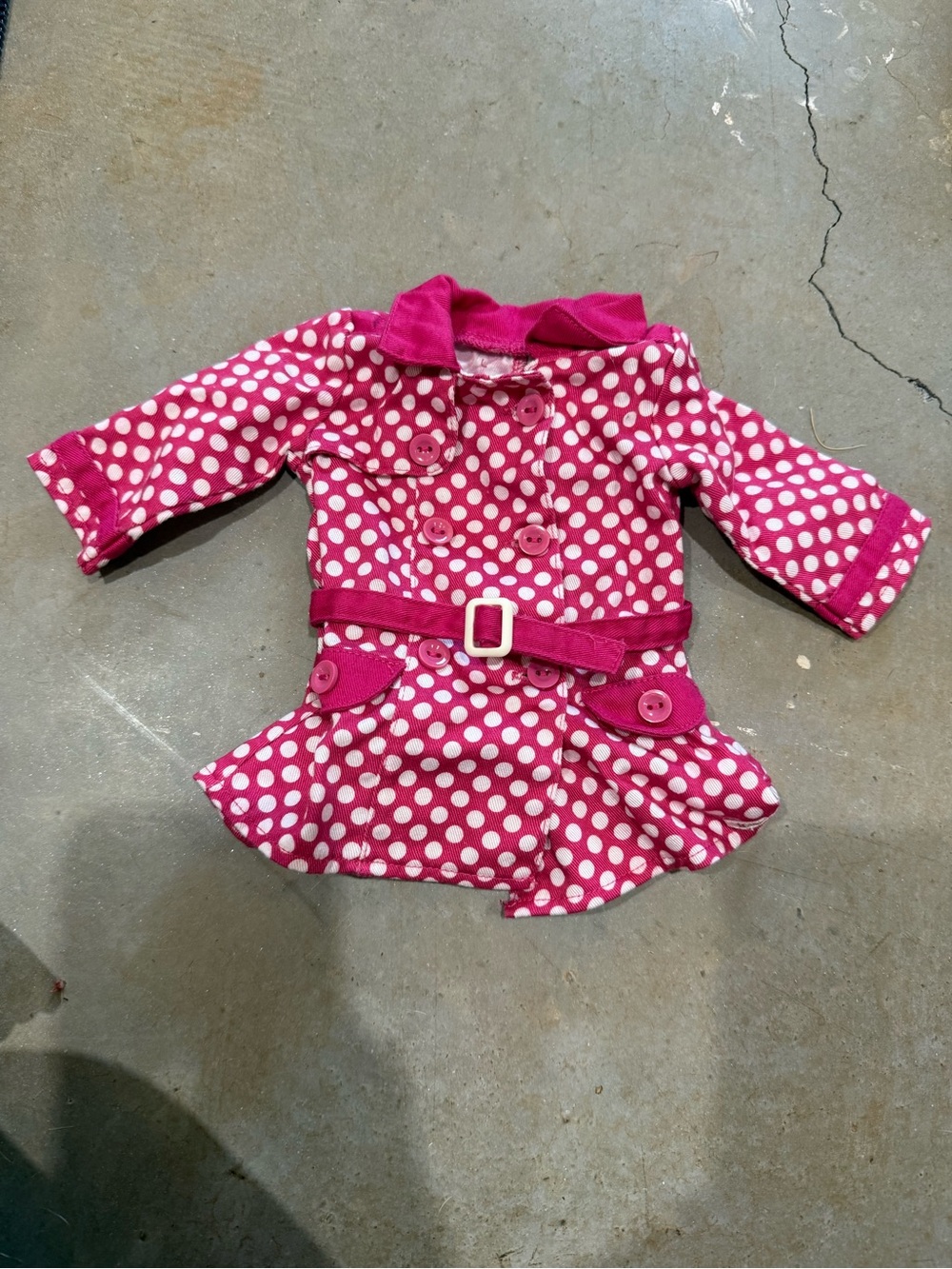 American Girl Hot Pink & White Polka Dot Trench Coat